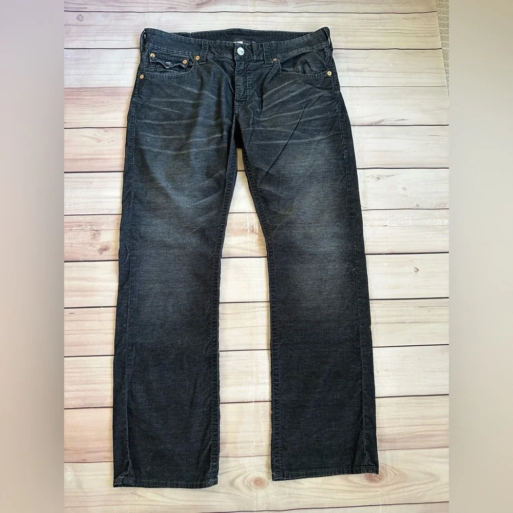 True Religion Jeans Vintage Ricky Corduroy Mens Distressed Pocket Straight 38x33